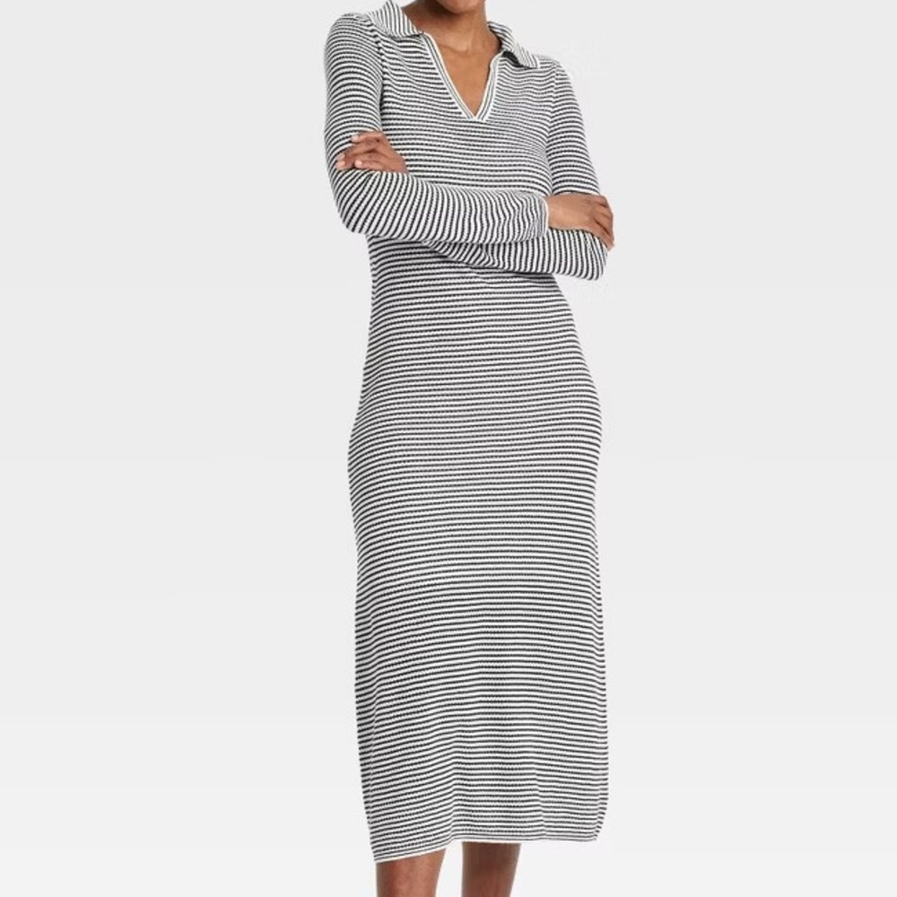 Target Striped Black and White Midi Dress